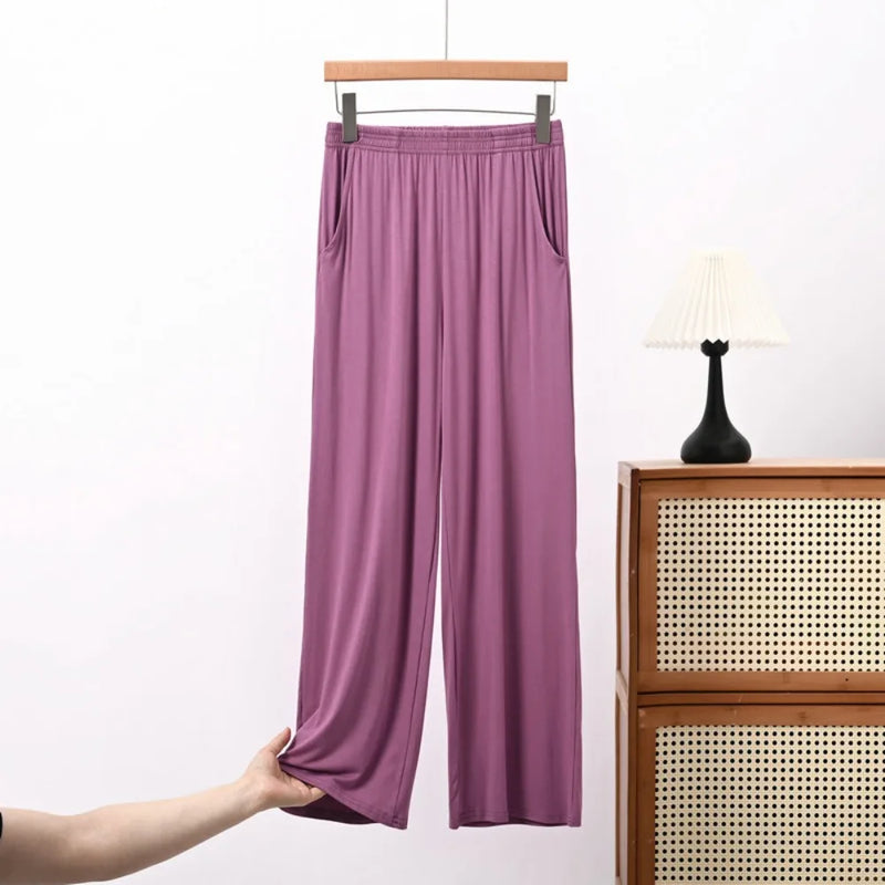 Thin Pajamas Pants Summer Lounge Bottoms Soft Home Trousers XL-8XL Large Sleeping Pants Solid Color Sleepwear Pants for Women