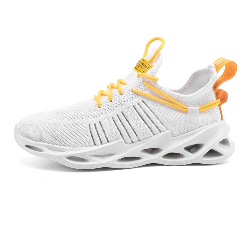 Unisex Sports Shoes Lightweight Soft Thick Soled Rebounding Trendy Mesh Breathable Outdoor Morning Running Training Tennis Shoes