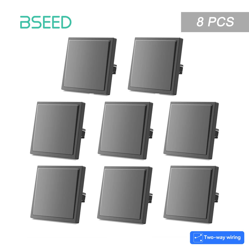 BSEED E Series 1/2/4/8 Packs 1Gang 2Way Button Light Switch Bulk Set Plastic Frame Wall Light Switch On Off For Stairs