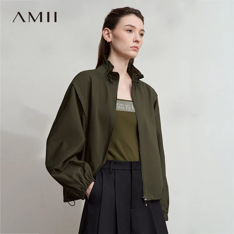 អាវធំ AMII សម្រាប់នារី រដូវស្លឹកឈើជ្រុះ ឆ្នាំ២០២៥ អាវធំ និងអាវក្រៅការិយាល័យ កប្បាសរលុង ដៃអាវវែង ដៃអាវវែង 12543035