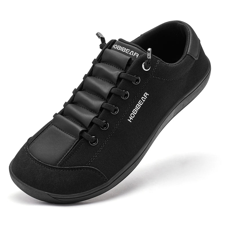 HOBIBEAR Wide Toe Barefoot Shoes for Unisex Minimalist Canvas Sneakers Lightweight Adjustable Slip On Walking Shoes