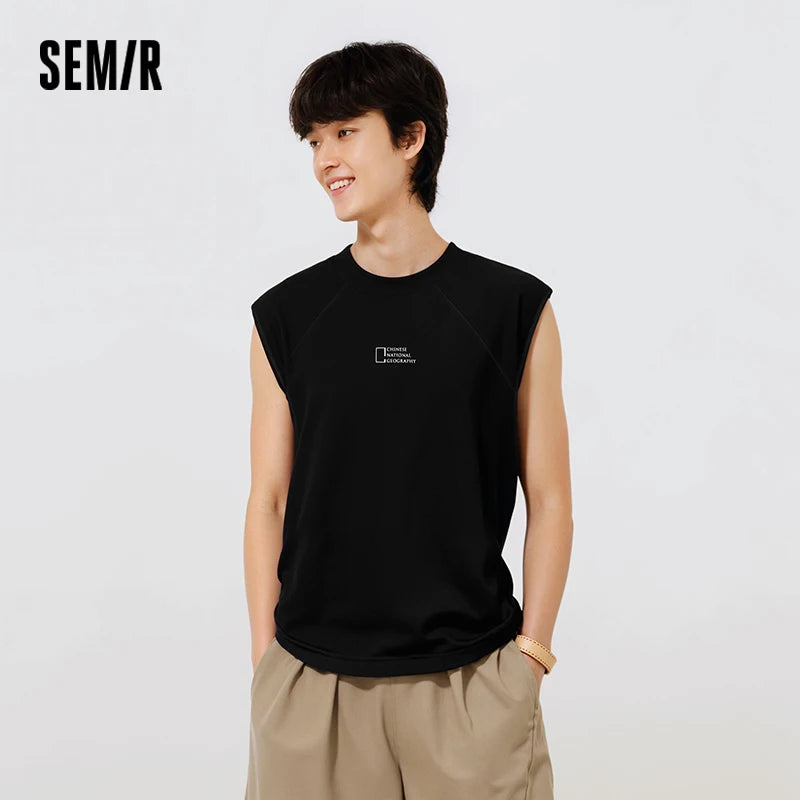 Semir Mens Vest 2026 Loose Fit Letter Printed Knitted Waistcoat Moisture Wicking Quick Dry Casual Style Soft Daily Wear Tops
