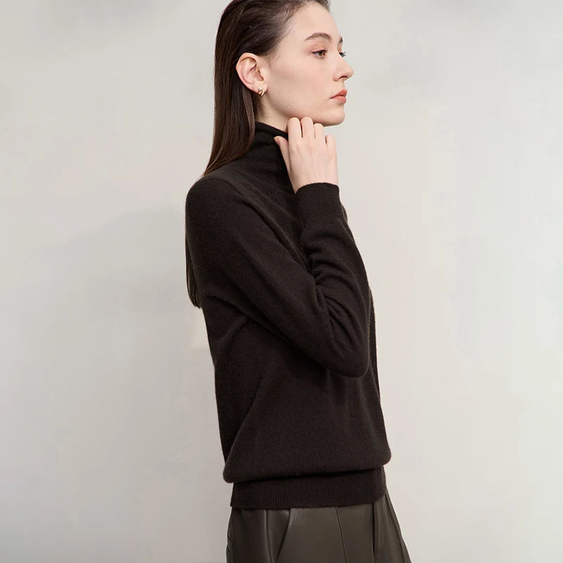 អាវក្រោះ Cashmere សម្រាប់នារី AMII សម្រាប់ធ្វើដំណើរទៅធ្វើការ អាវក Turtleneck ដែលអាចបត់បែនបាន រដូវរងាឆ្នាំ ២០២៦ អាវយឺតដៃវែងថ្មីសម្រាប់នារី 12524096