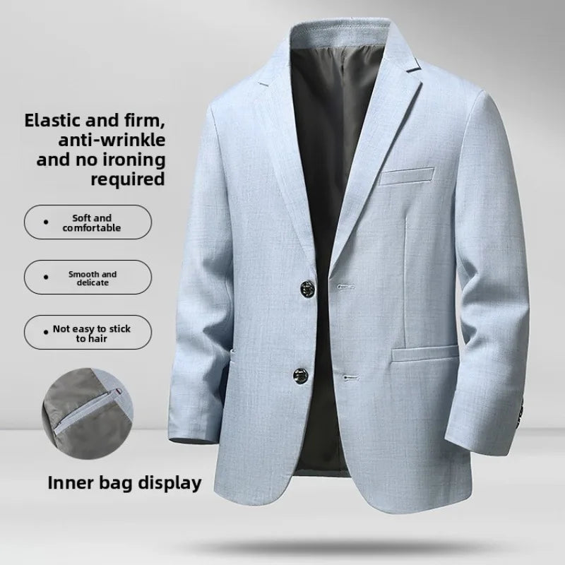 Men's Slim Fit Casual Blazer Stretch Anti-Wrinkle Suit Jacket Notch Lapel Business Daily Coat