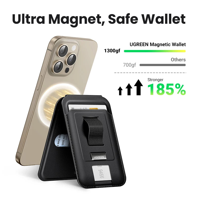 UGREEN Card Holder Bag Magnetic with Ring Holder for Magsafe iPhone 16 15 14 13 12 Magnetic Card Wallet Storage Bag Phone Holder