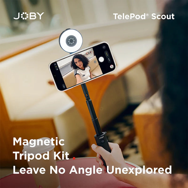 ឈុតជើងកាមេរ៉ាម៉ាញេទិក JOBY TelePod® Scout TP08 ជាមួយដំបង Selfie សម្រាប់ iPhone 17 16 15 14 ជើងកាមេរ៉ាអាចលៃតម្រូវមុំបាន