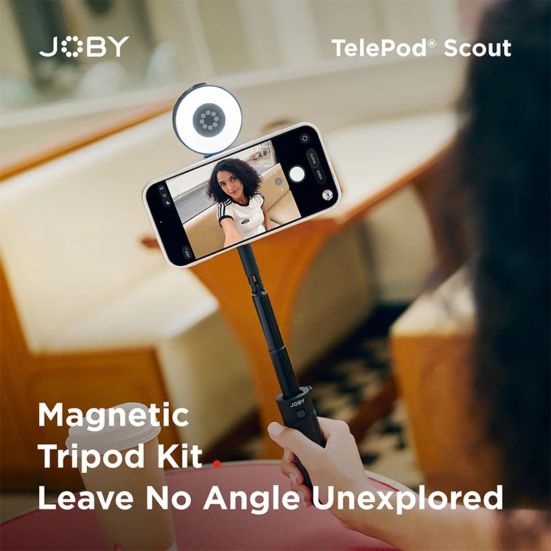 ឈុតជើងកាមេរ៉ាម៉ាញេទិក JOBY TelePod® Scout TP08 ជាមួយដំបង Selfie សម្រាប់ iPhone 17 16 15 14 ជើងកាមេរ៉ាអាចលៃតម្រូវមុំបាន