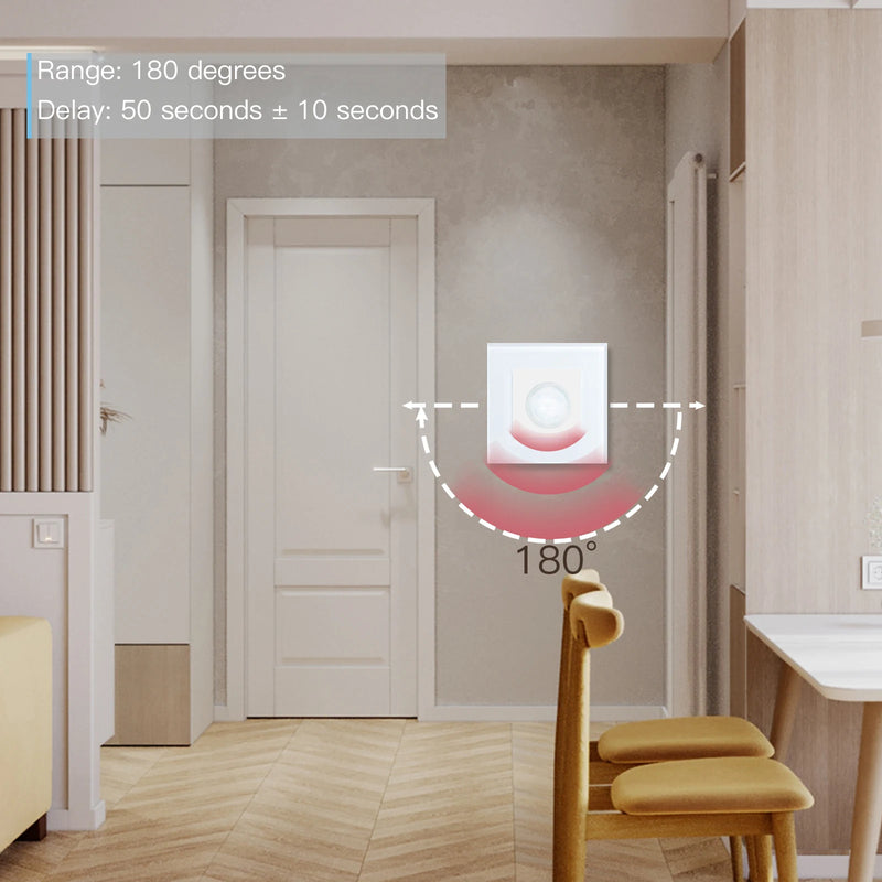 BSEED Human Body Sensor Switch Wall Lamp Switch 90℃ Infrared Motion Detector Galss Frame Plastic FrameEU Standard Light Switches