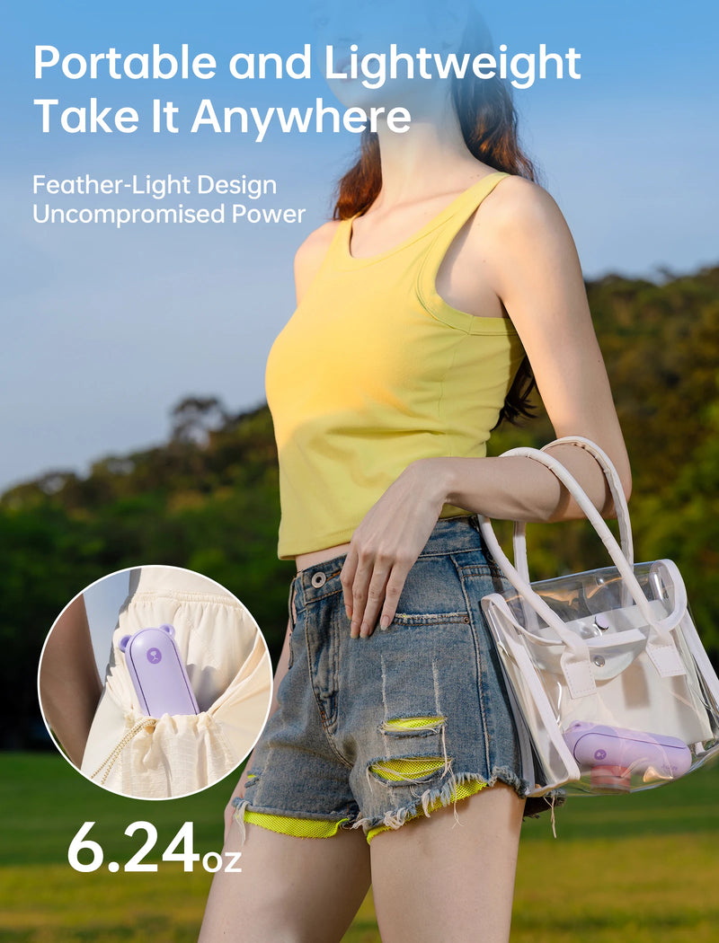 JISULIFE Handheld Fan, 4500mAh Battery 37hrs Runtime, 3 Speeds, Pocket Portable Folding Personal Fan with Power Bank Flashlight