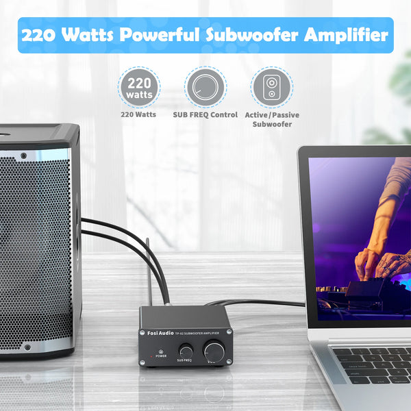 ឧបករណ៍ពង្រីកសំឡេង Subwoofer Fosi Audio TP-02 TDA7498E Mini Sub Bass Amp Digital Class D Integrated Subwoofer Amplifier 220W