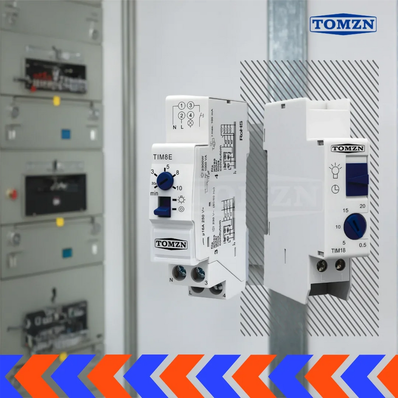 DIN Rail Staircase Light Time Switch–Delay-On/Off Timer Relay 0.5–20 Min Momentary Switch for Street Lamp Circuit Breaker Contro