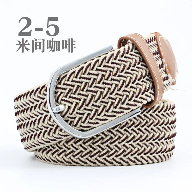 105cm Stretch Woven Belt, Unisex Canvas Belts Fashion Casual Student Belt Women Cinturon Male Waistband.