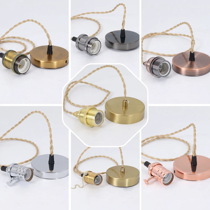 ចង្កៀងព្យួរ LED បែប Vintage ជើងទ្រចង្កៀង E26 E27 រន្ធដោត 110V 220V ចង្កៀង E27 សម្រាប់គ្រឿងបន្ថែមចង្កៀងព្យួរបែប Retro DIY