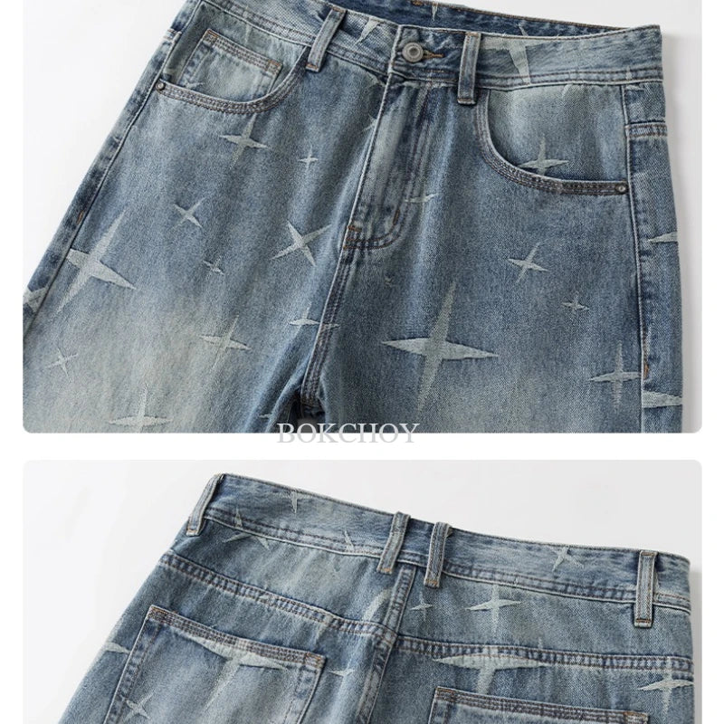 2026 Autumn New Vintage Washed Cotton Chic Jeans for Men Clothing Straight Comfort Male Pants AG7508