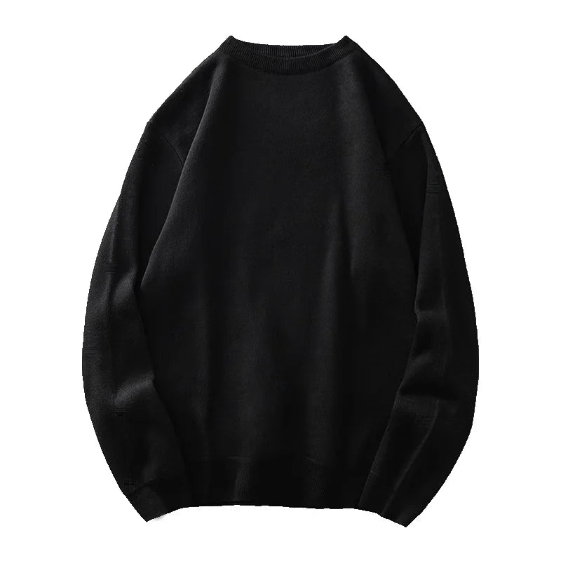 DUKEEN Men's Mock Neck Sweaters Winter Fleece-Lined Thick Warm Pullovers Solid Color Crew Neck Sweater Knitwear