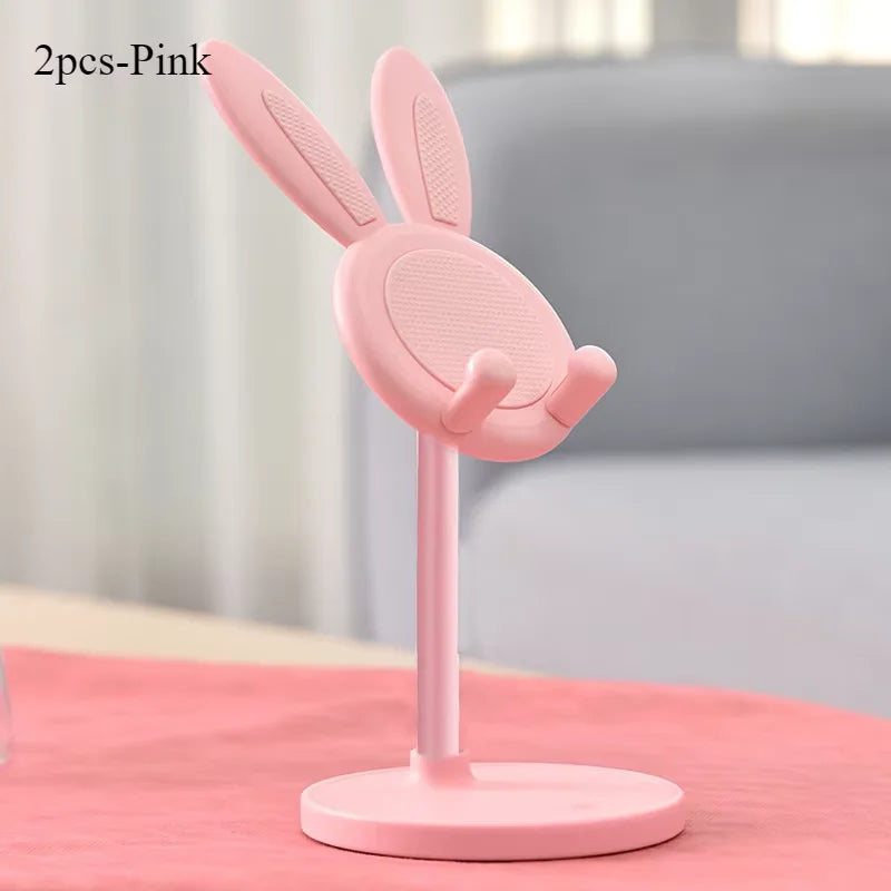 Cute Rabbit Phone Stand Desktop Adjustable Mobile Phone Holder Lift And Grip Desk Accessory