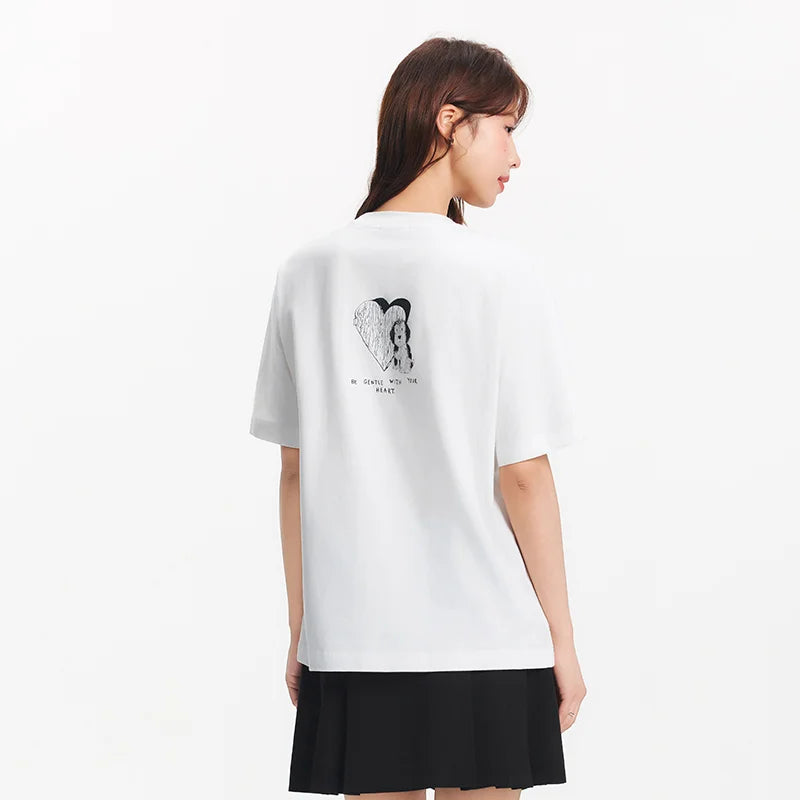 Semir Womens Tshirt 2026 Printed Pure Cotton Loose Lazy Style Unique Design Casual Soft Daily Wear