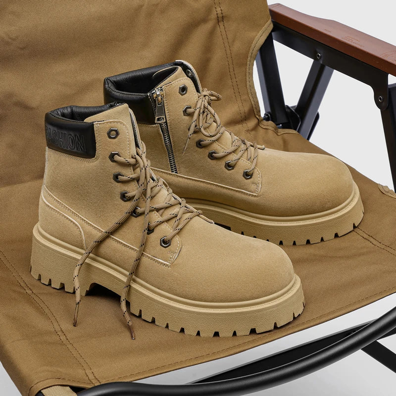 Men's high-top British retro casual boots four season thick sole non-slip comfort outdoor walking boots fashion Joker tide boots