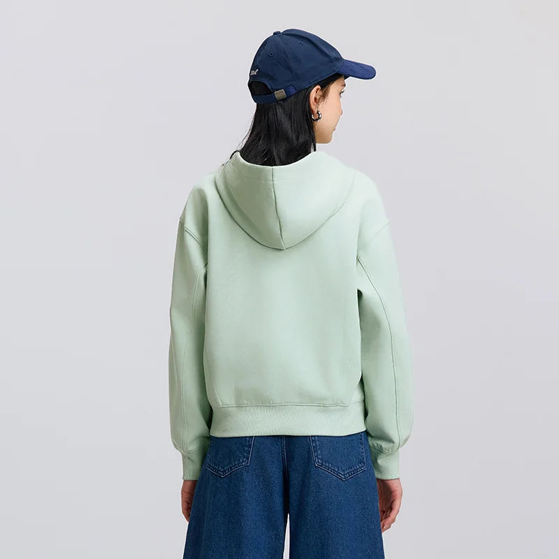 Semir Embroidered Hoodie Women Spring Hooded Loose Split Design Minimalist Gentle Style Casual Comfortable Pullover