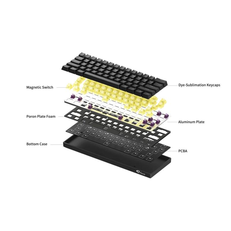 Akko 3061S Black HE Mechanical Keyboard 60% ANSI Russian RGB Magnetic Switch Rapid Trigger 8K TypeC Wired Custom Gaming Keyboard