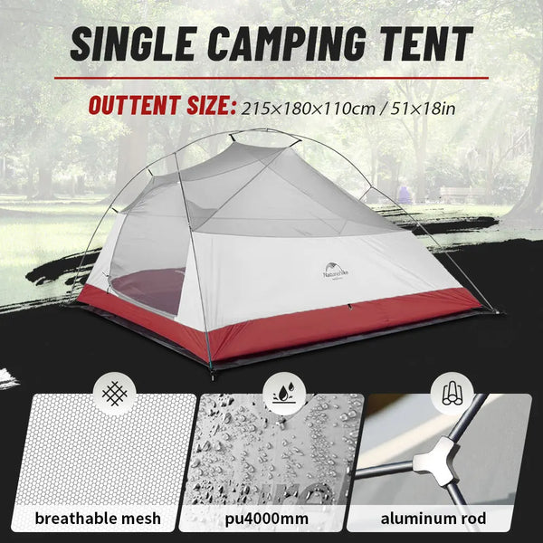 Naturehike Upgraded Cloud Up 3 Person Tent Outdoor Camping Tent Ultralight Waterproof Tent Free Standing Hiking Backpacking Tent