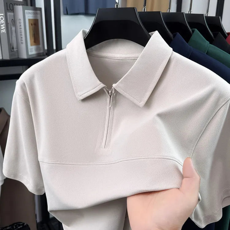 Men's Half-Zip Polo Shirt – Premium Summer Casual Business Style, Soft Cotton Blend, Wrinkle-Resistant, Classic Colors