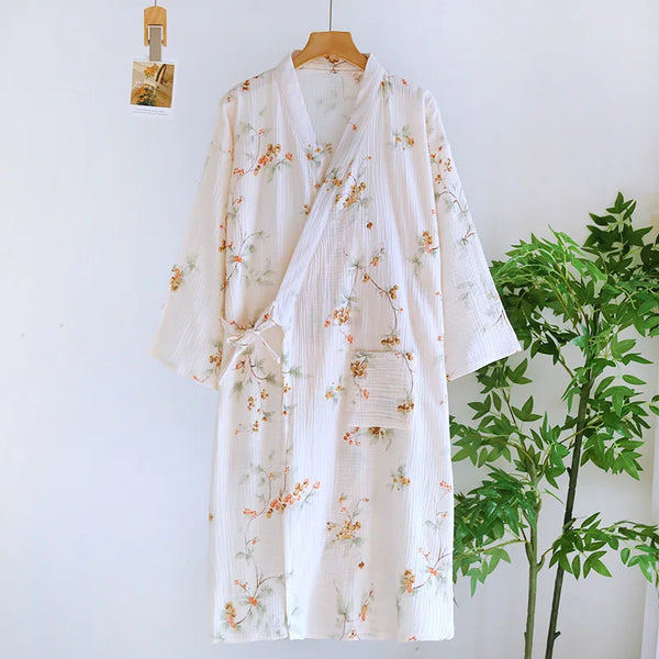 អាវងូតទឹកសម្រាប់នារី 100% កប្បាសបោះពុម្ព រលុង ស្ទីលជប៉ុន គីម៉ូណូ ប៉ាចាម៉ា រ៉ូបងូតទឹកពេលព្រឹក រ៉ូបអាពាហ៍ពិពាហ៍