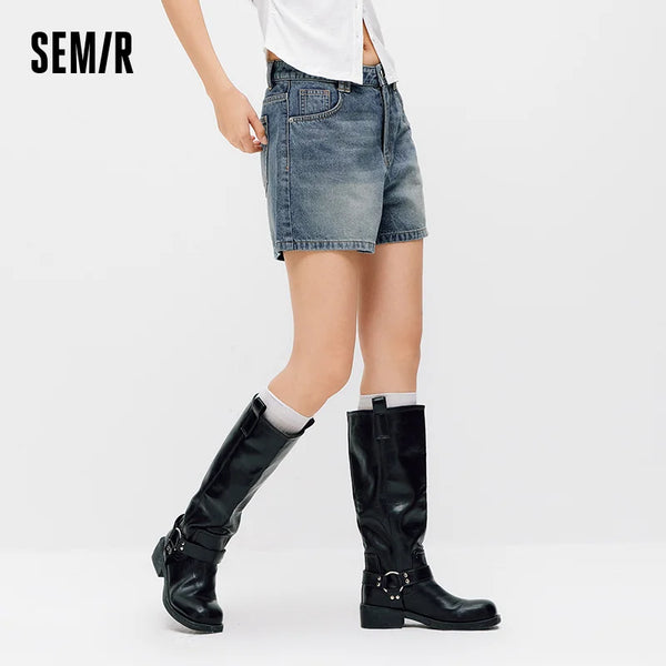 ខោខ្លីស្ត្រី Semir Rhinestone Vintage Street Denim Shorts 2026 ម៉ូដរដូវក្តៅធម្មតា