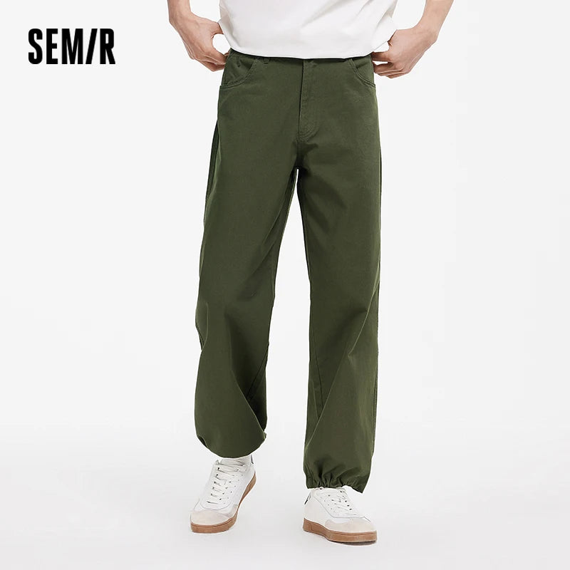 Semir Casual Pants Men Loose Straight Fit Drapey Solid Color Cotton Long Pants 2025 Summer Simple Versatile Trousers