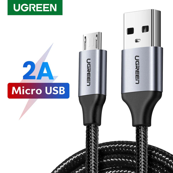 ខ្សែសាក Ugreen Micro USB សម្រាប់ Samsung Galaxy S7 S6 សាកថ្មលឿនសម្រាប់ទូរស័ព្ទ Xiaomi Tablet ខ្សែសាក USB