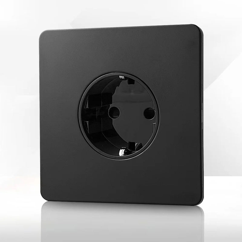 Black Vintage Toggle EU FR Lamp Switch Socket,Retro Brass Lever Light Switch Univeral Stainless Steel Dual Wall Socket With USB