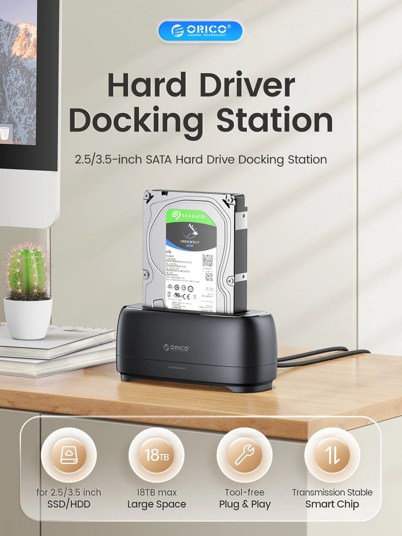 ORICO SATA to USB3.0 Hard Disk Docking Station for 2.5" 3.5" SSD Disk Case  5Gbps Speed HDD Docking Station Hard Drive Enclosure