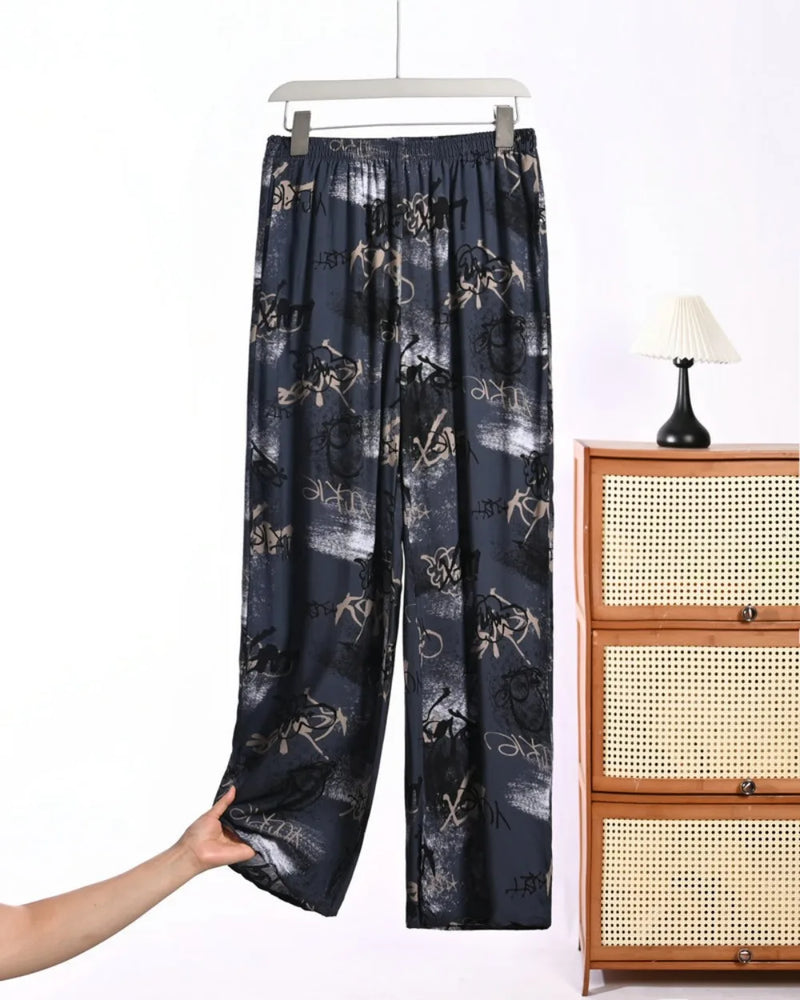 Floral Pajamas Pants Woman Nightwear Spring Summer Loose Sleeping Bottoms Lounge Home Wear Elastic Waist Sleepwear Trousers