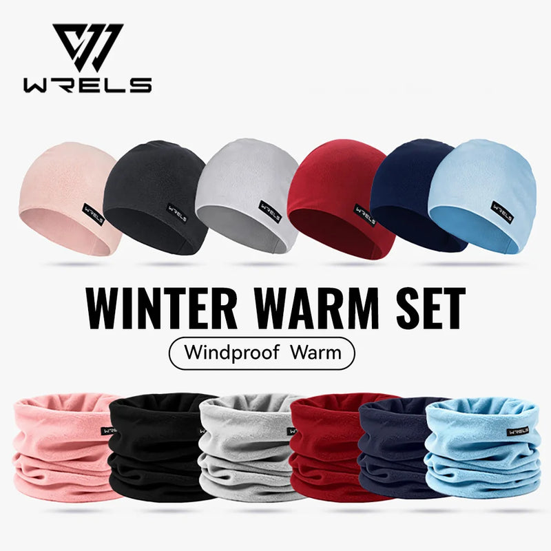 WRELS Winter Beanie Hat Scarf Set Thick Fleece Lined Skull Cap Neck Warmer for Men Windproof Lightweight Face Mask Cap
