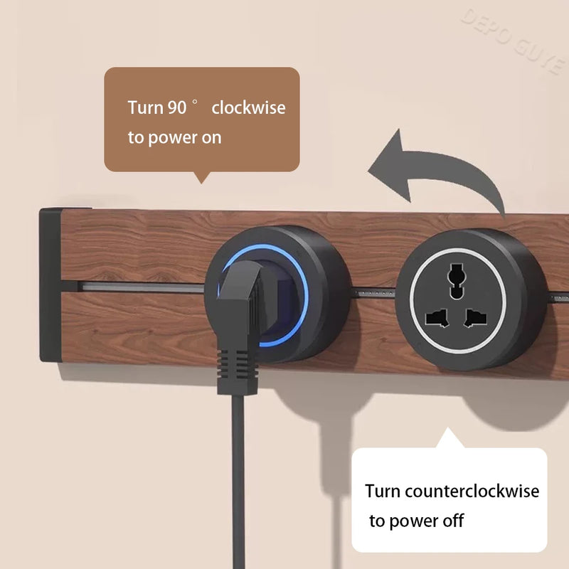 Imitation wood grain Rail Mobile Power Track Socket EU/Universal/UK/USB Type-C Kitchen Bathroom Office Wall Mounted Socket Plugs
