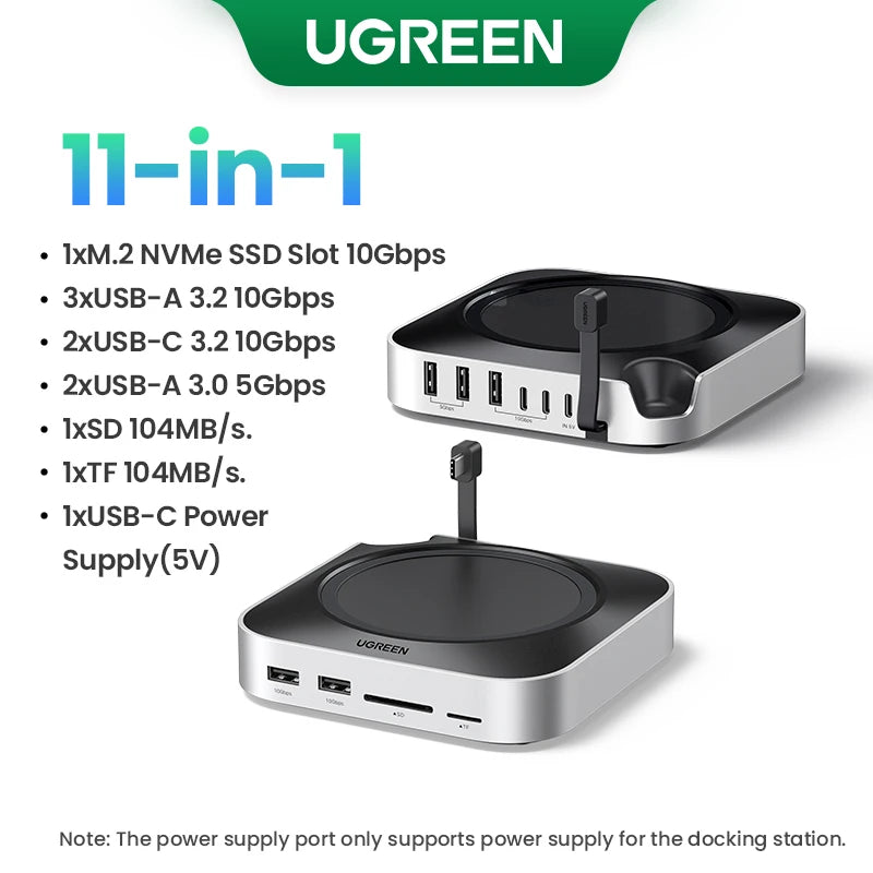UGREEN USB HUB Docking Station for Mac Mini M4/M5/M6 M.2 NVMe SSD 8TB Max 10Gbps USB-A&C Ports SD&TF 170MB/s USB Splitter Dock