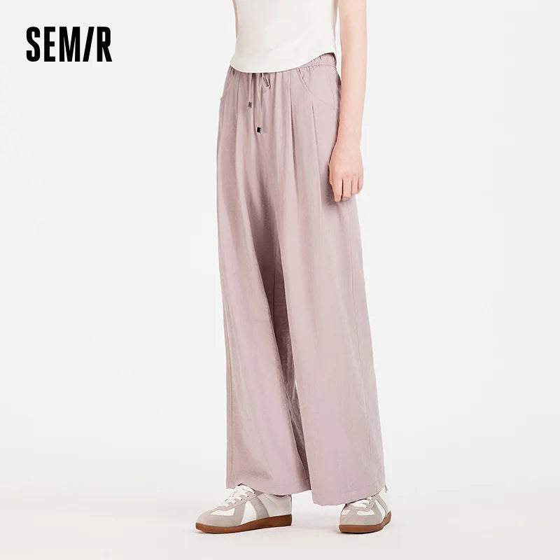 Semir Women Pants Textured 2026 Loose Fit Soft Drape Wide Leg Soft Touch Urban Casual Everyday Style Soft Comfortable