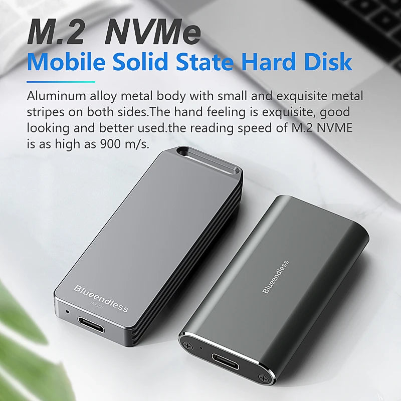 ថាសរឹងចល័ត Blueendless Mini M.2 NVME 2242 ចល័តអាលុយមីញ៉ូមទាំងអស់ TYPE-C កុំព្យូទ័រខាងក្រៅថាសរឹងចល័តប្រអប់