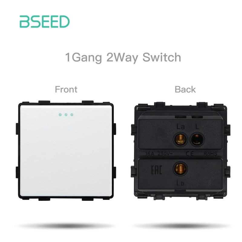 BSEED 1/2/3Gang 1/2Way Wall Button Switch Wall Power Socket Electrical Outlets Part Glass Frame DIY Module Part Free Combination