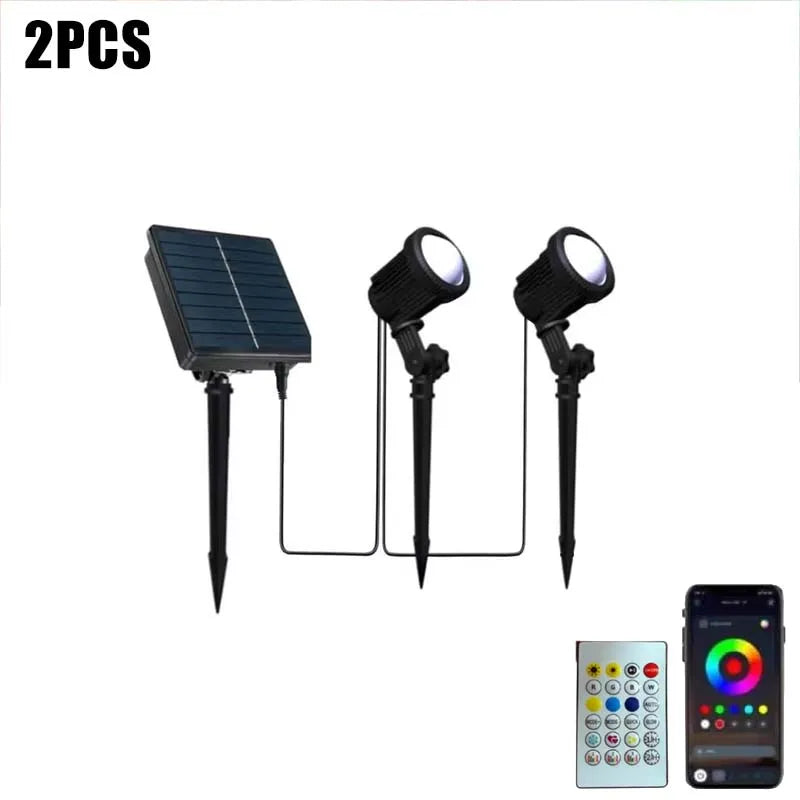 2/4/6 Lights RGB Solar Spotlight IP65 Waterproof Solar Light Outdoor Garden Light APP Control Christmas Halloween Party Decor