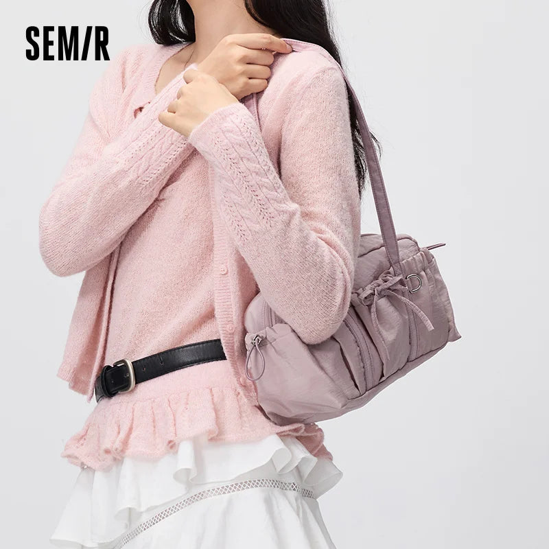 Semir Women Shoulder Bag Lightweight Cylinder Shape Bow Detail Underarm Urban Casual Daily Carry Bag Daily Wear 2026