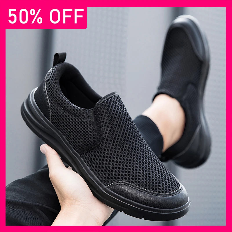 Men Casual Shoes Summer New Mesh Comfortable Breathable Outdoor Walking Jogging Shoes Teenagers Black Daily Wear Casual Shoes