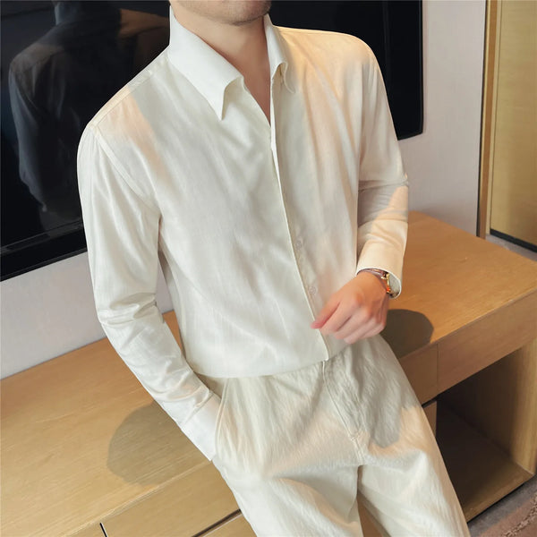 Men's 100% Lyocell Breathable Shirt – Old Money Style Hidden Placket Long Sleeve Button-Down for Business & Casual Wear