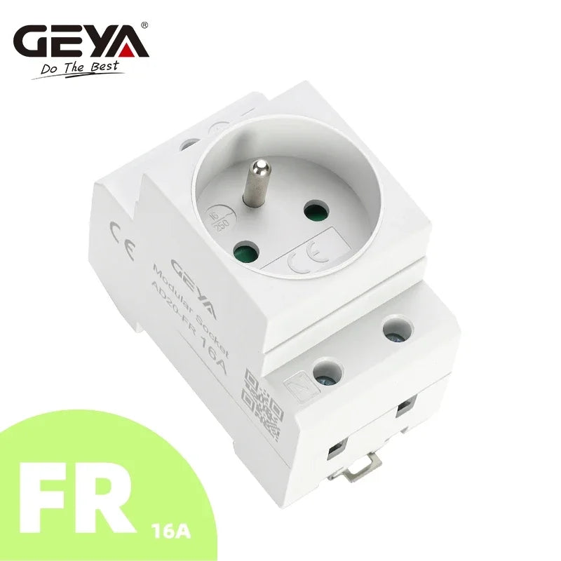 GEYA Din Rail Socket Modular Type AC Power Socket Plug EU/FR/US/UK/IT Standard 16A 220V AC Connector Grey AC30 Adapter Connector