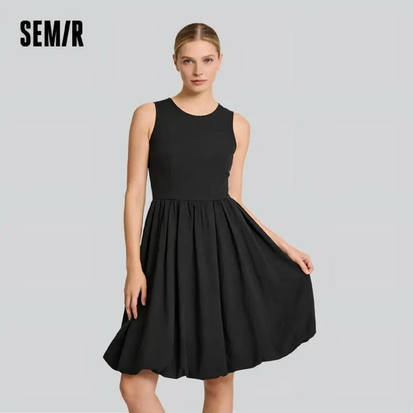 រ៉ូបស្ត្រី Semir Crew 2026 ដៃអាវគ្មានដៃ ចង្កេះរឹងមាំ រចនាបថទីក្រុង សាមញ្ញ ប្រចាំថ្ងៃ ទន់ មានផាសុកភាព ទាន់សម័យ ស្លៀកប្រចាំថ្ងៃ