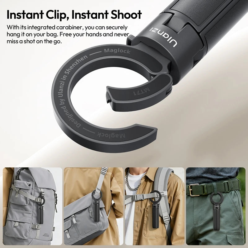 Ulanzi MT71 2 In1 ម៉ាញេទិក Mini Selfie Stick ជើងទម្រសម្រាប់ទូរស័ព្ទ iPhone 17 16 15 Pro Max Android អាចលៃតម្រូវបាន 180° សម្រាប់ Vlog