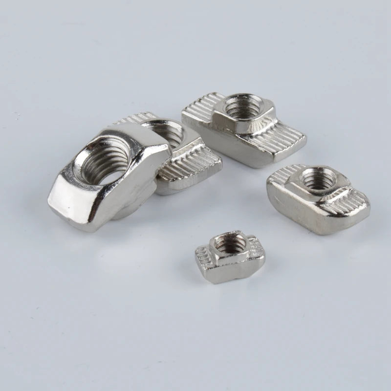 T-nuts50pcs M3 M4 M5 M6 M8 Slot T-nut Sliding T Nut Hammer Drop In Nut Fasten Connector 2020 3030 4040 Series Aluminum Extrusion