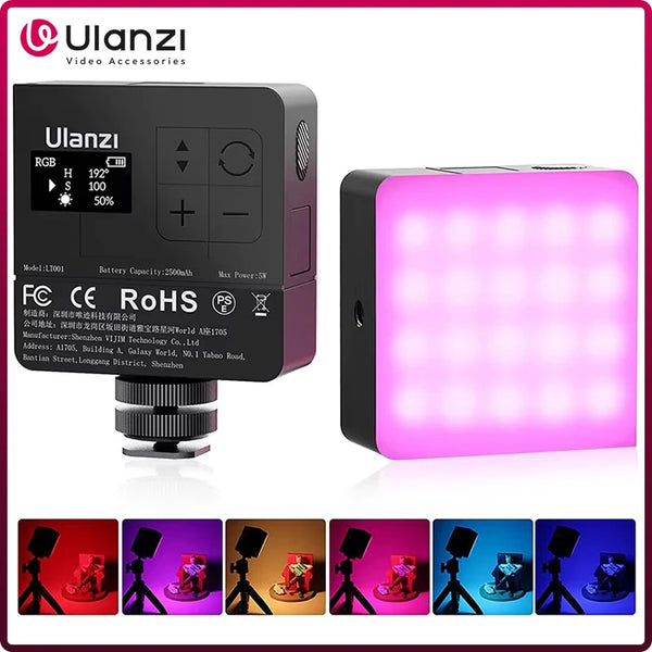 ភ្លើងវីដេអូ Ulanzi VL49 RGB PRO បានធ្វើបច្ចុប្បន្នភាពពណ៌ពេញលេញ LED វីដេអូ 2500mAh 2500K-9000K ភ្លើងកាមេរ៉ា ជាមួយនឹងឧបករណ៍បំបែក Honeycomb សម្រាប់ការថតរូប