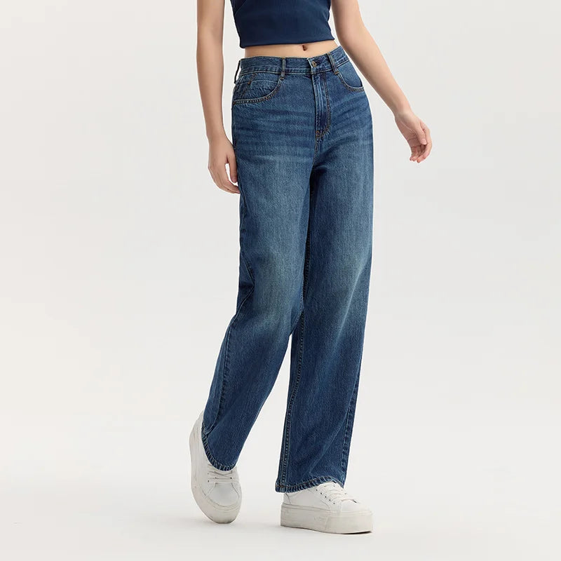 Semir Cotton Pants  High Waist Loose Women 2025 Autumn Slim Fit Retro Style Long Denim Jeans Casual Comfortable Fit