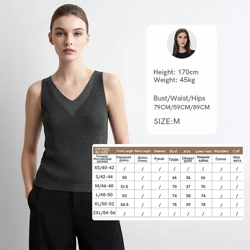 Amii Women's Sleeveless Top 2026 Autumn New Versatile V-neck Knitted Women's Tank Top Slim Solid Color Basic Camisole 12623114